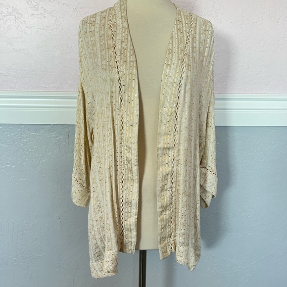 Soft Surroundings Cream Cardigan with Cable Knit and Dolman Sleeves - Picture 5 of 16